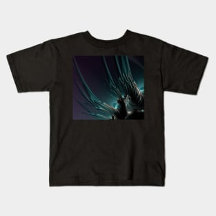 Abstract Mandelbrot Set Fractal Art in Dark Teal Kids T-Shirt